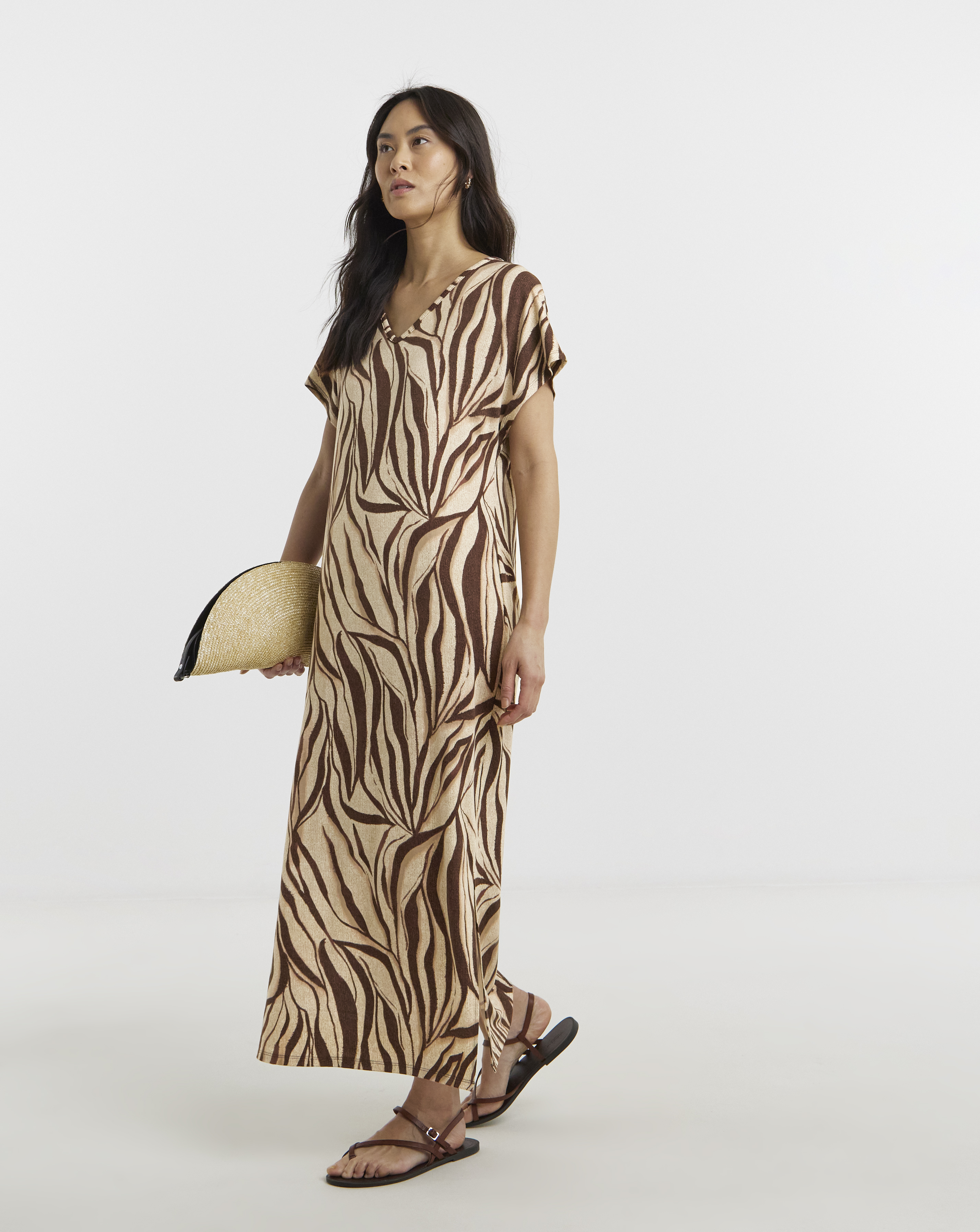 Jersey Animal Print Midi T-Shirt Dress