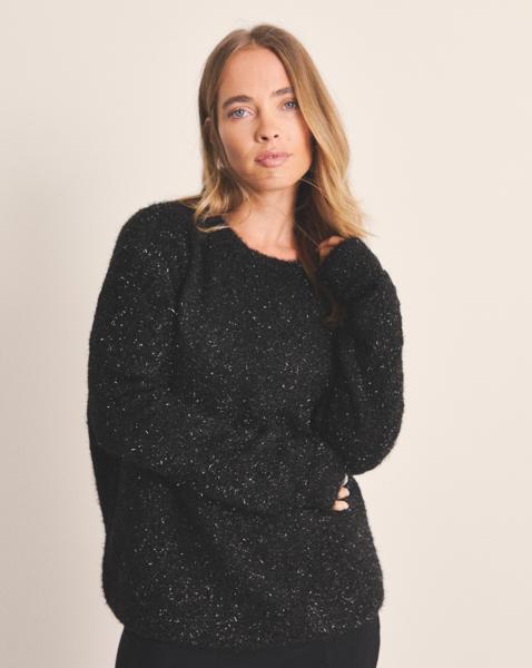 Simply Be Tinsel Knit Bow Back Jumper