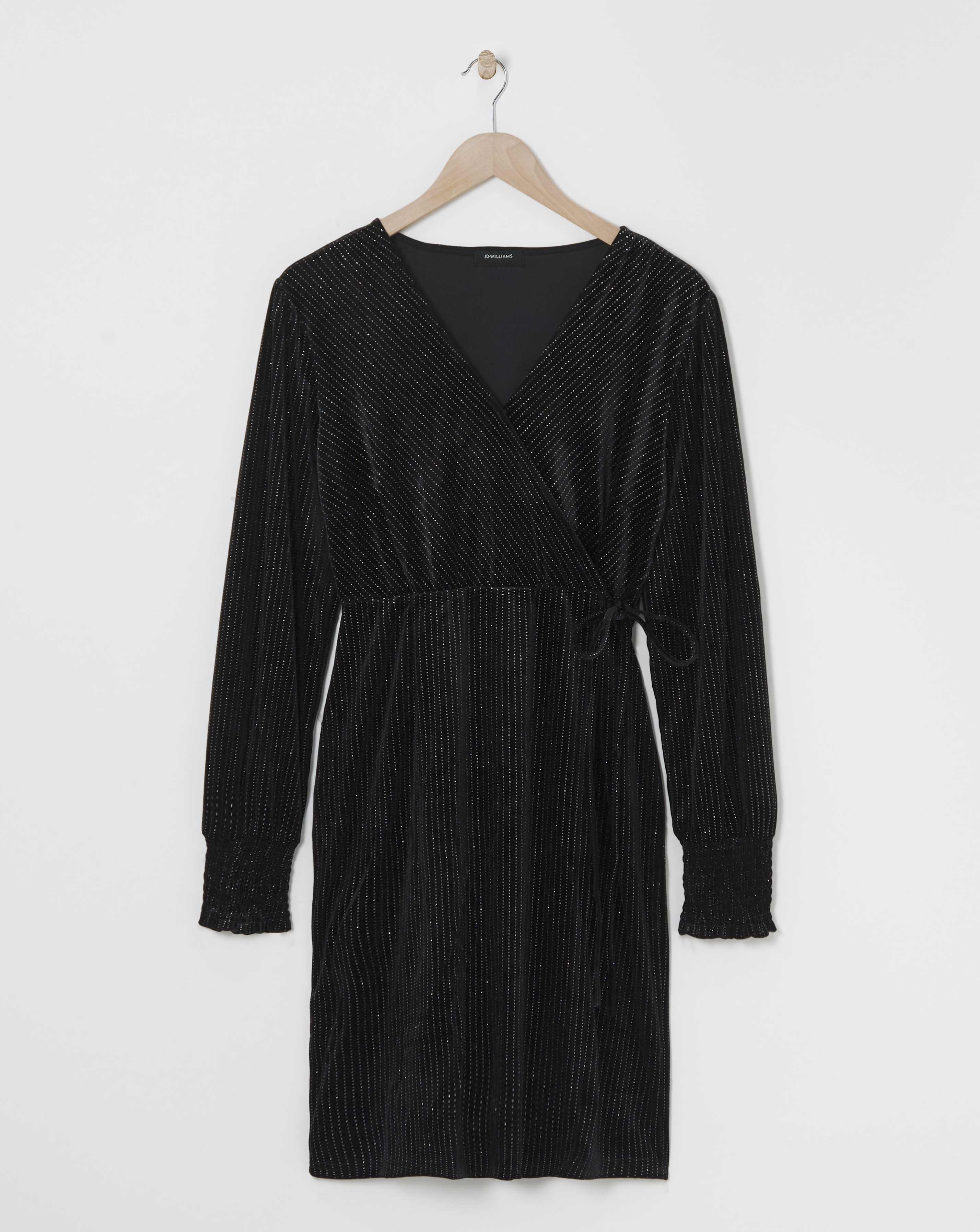 Velvet Glitter Stripe Wrap Dress