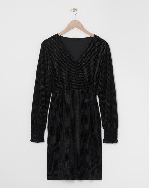 Velvet Glitter Stripe Wrap Dress