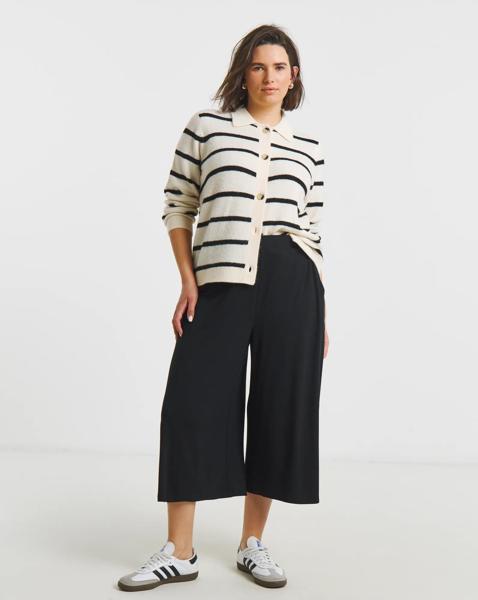 Black V/E Wide Leg Culottes