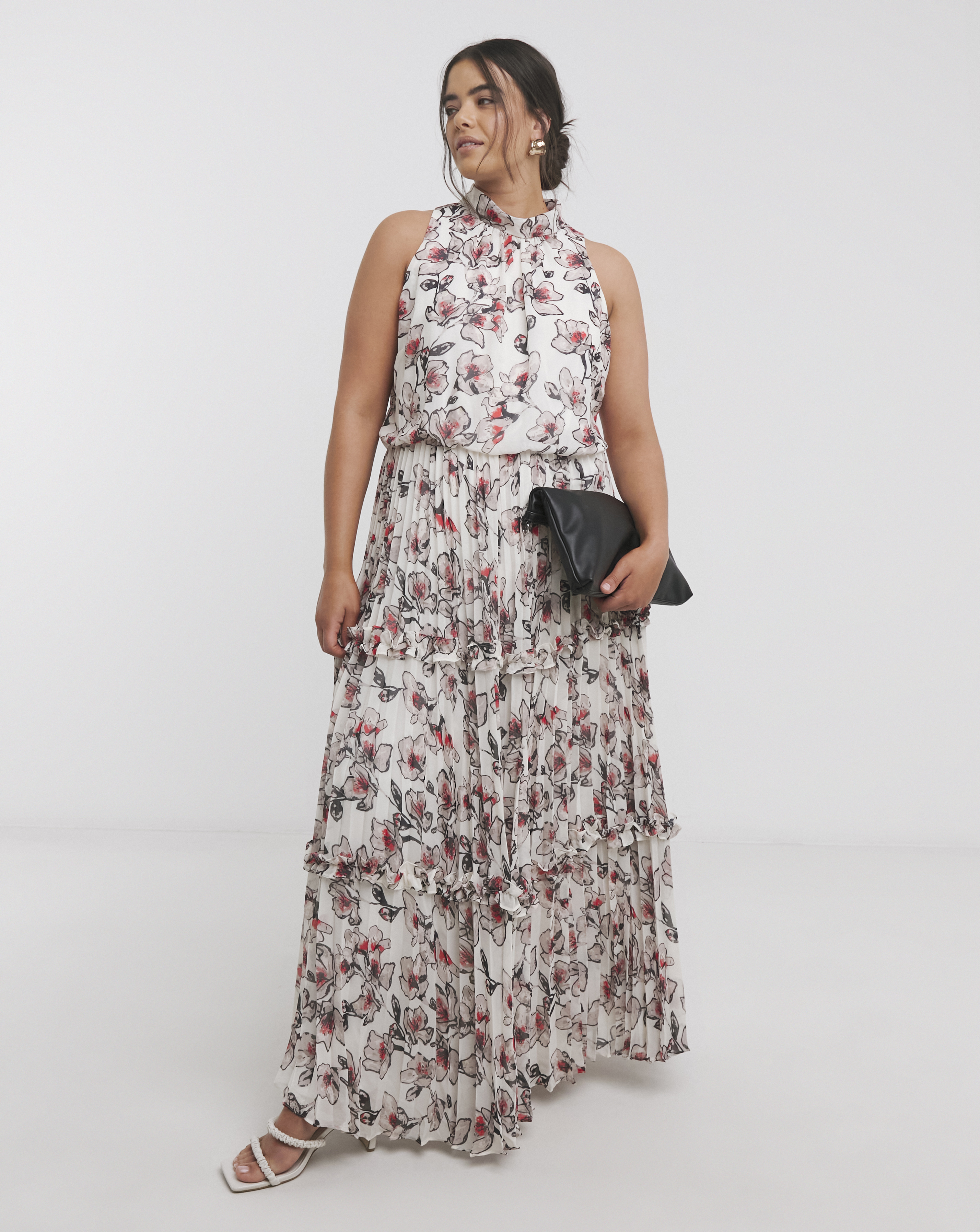Joanna Hope Ruffle Pleated Dress