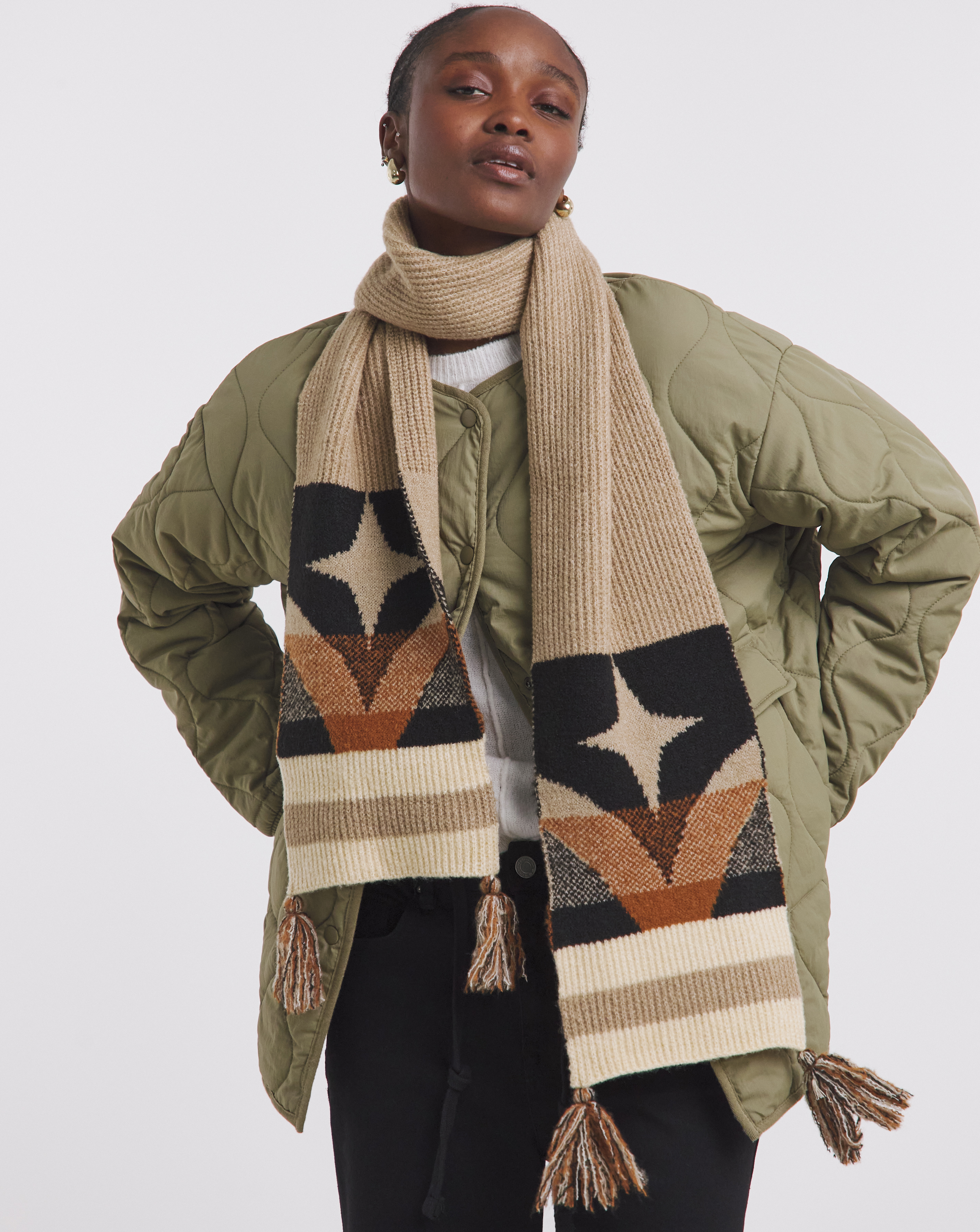 Aztec Pattern Knitted Scarf
