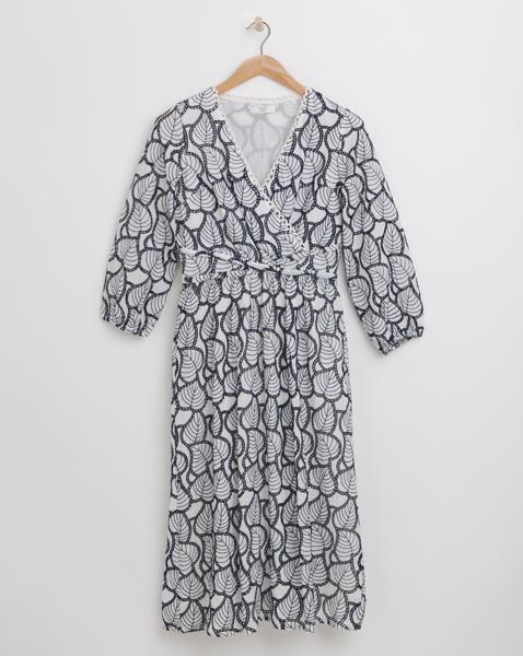 Joanna Hope Broderie Leaf Midi Dress