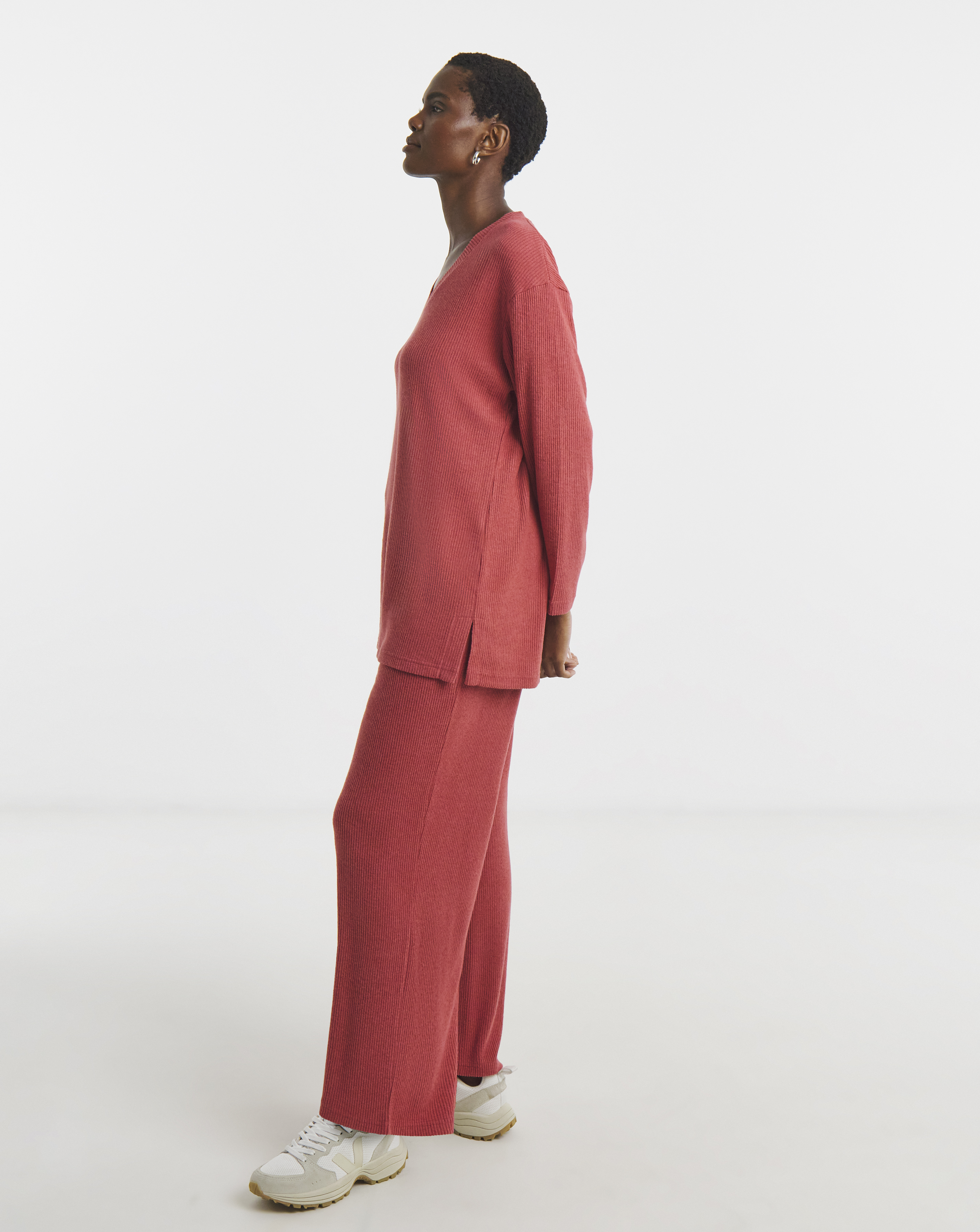 Soft Touch Ribbed Wide Leg Jogger