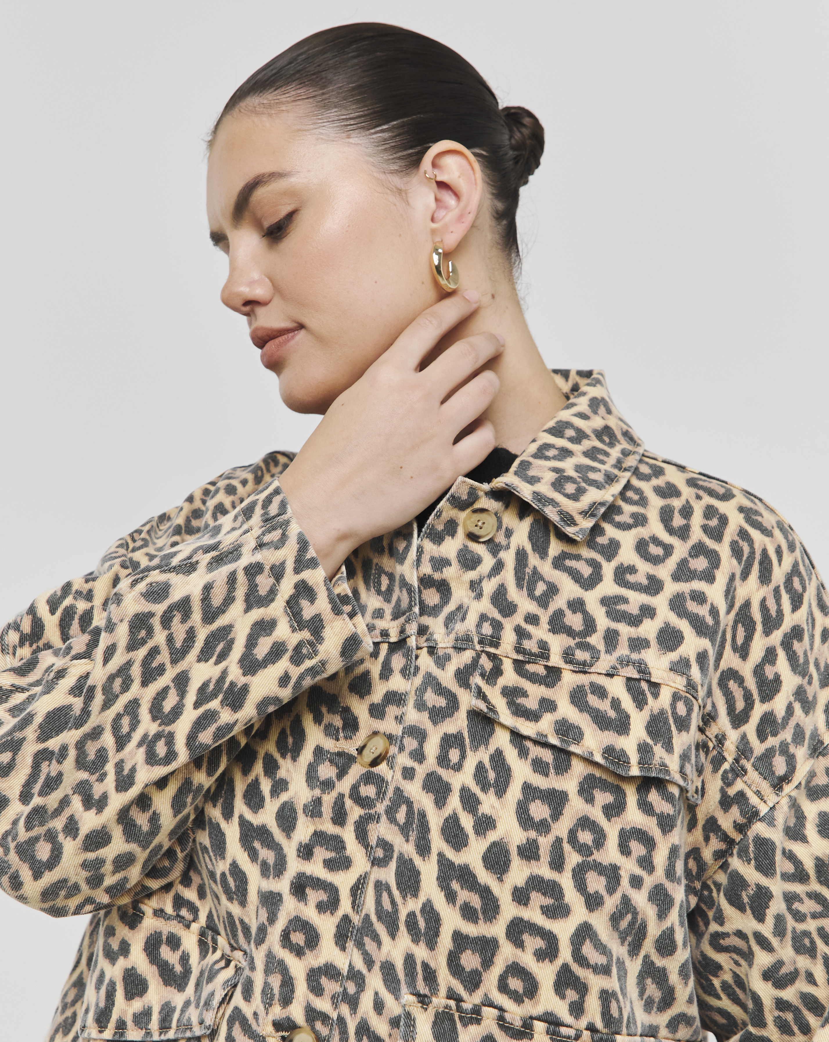 Leopard Print Boxy Jacket - Leopard