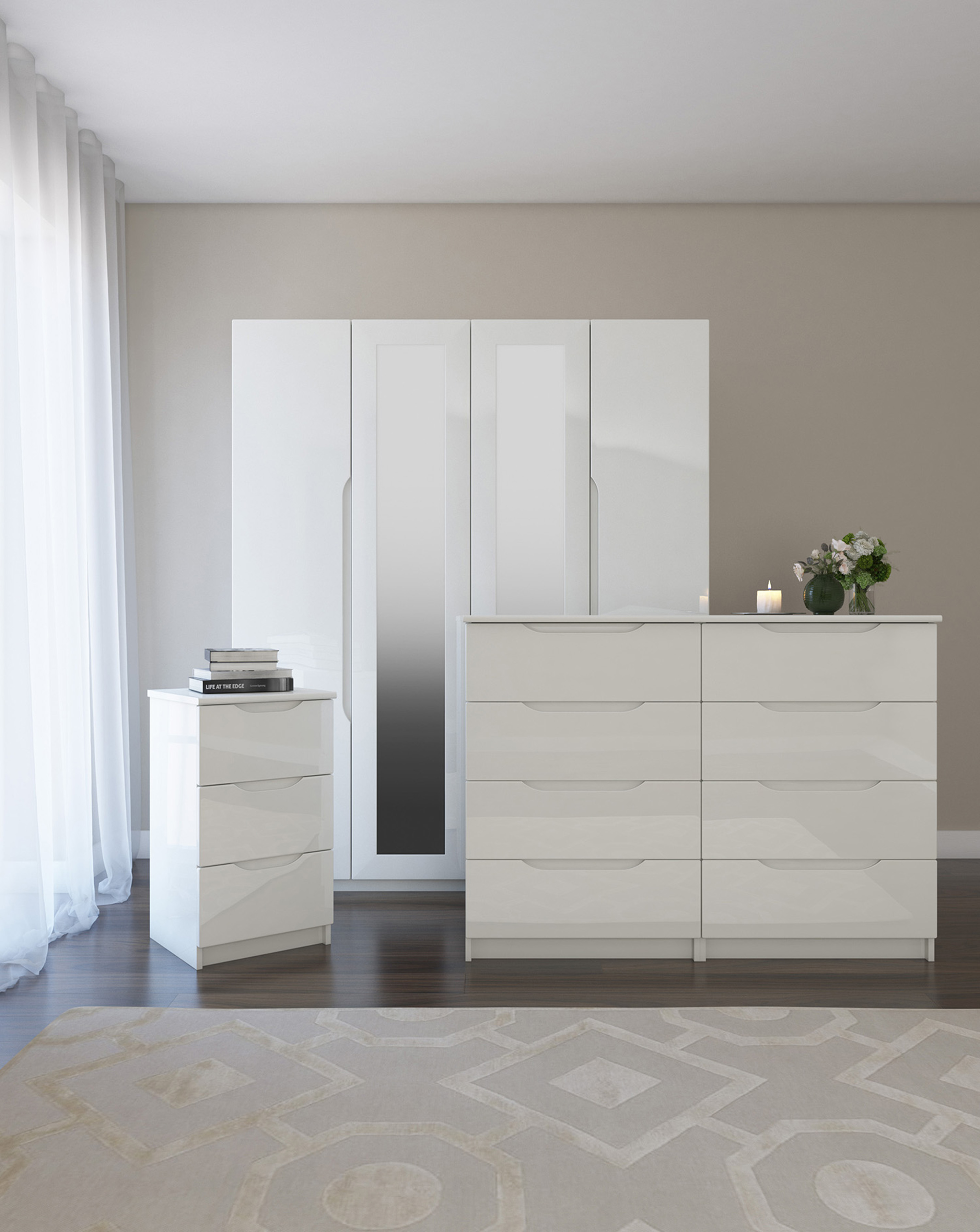 Sorrento Gloss Assembled 2 Door Wardrobe