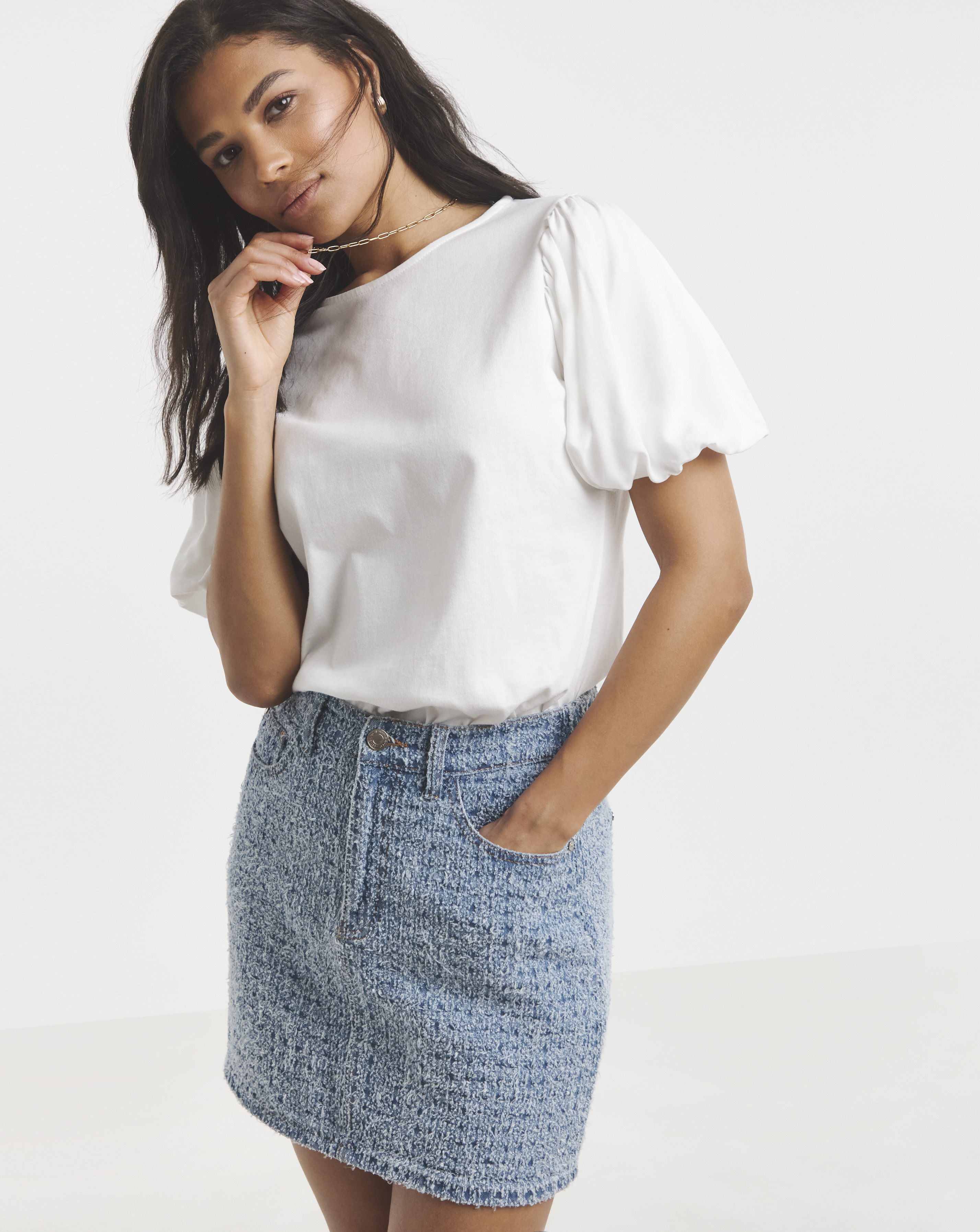 Simply Be Mid Blue Distressed Mini Skirt
